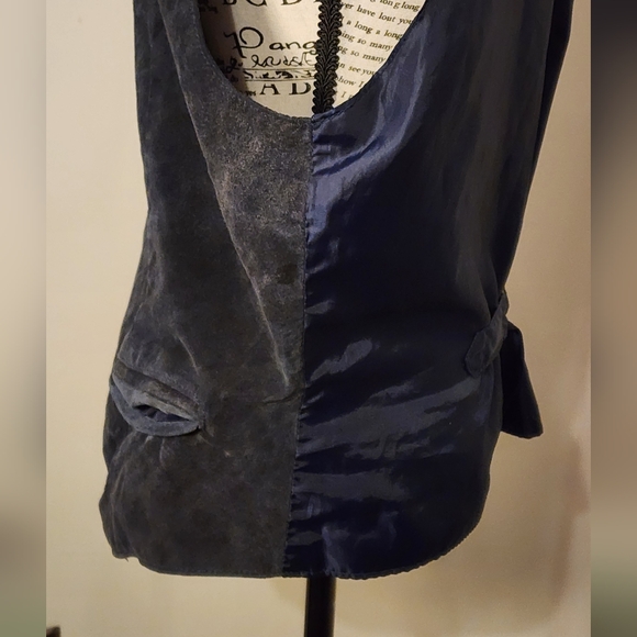 Genuine Leather, Navy Blue Dress Vest - Picture 2 of 6